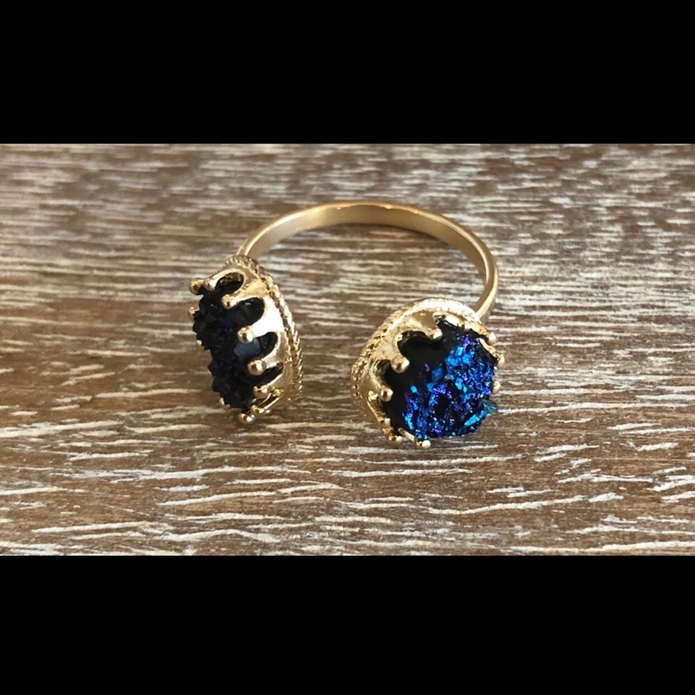 ❤️GORGEOUS Open Tip Adjustable Druzy Cuff Ring❤️